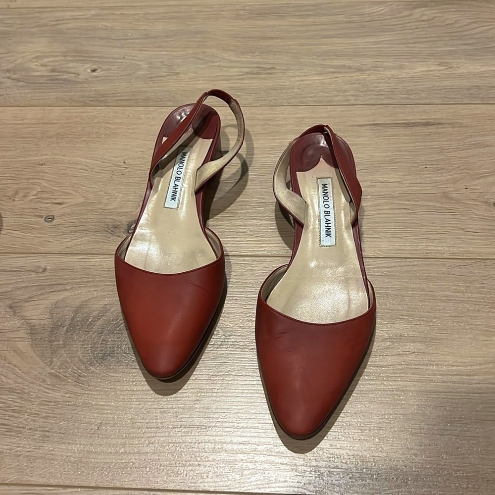 Manolo Blahnik Aspro Denim Slingback 38.5